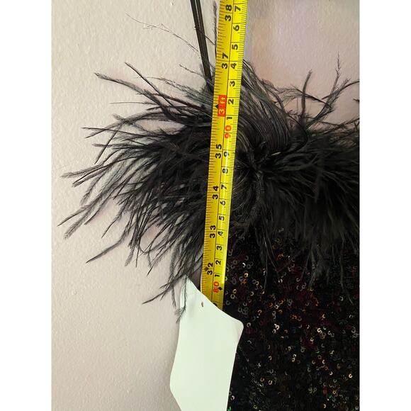 NWT Amanda Uprichard Free People Black Sequin Feather Kieran Mini Dress size XS - Picture 10 of 11